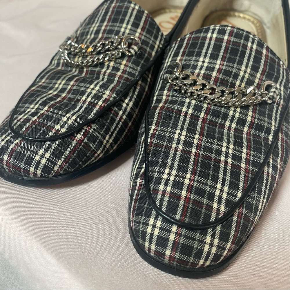 Sam Edelman LORENZO Plaid Loafers with Chain Women's Size US 8.5 Dark Academia - Picture 6 of 7